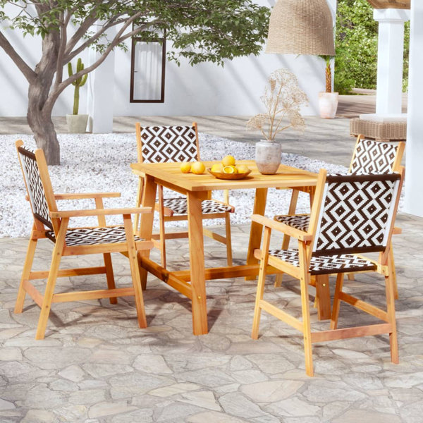 Union Rustic Outdoor Dining Table and Chair Set Solid Acacia Wood Wayfair